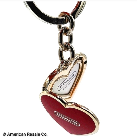 Vintage COACH Signature Red Heart Locket Purse Charm Keychain #1657 - Picture 3 of 8